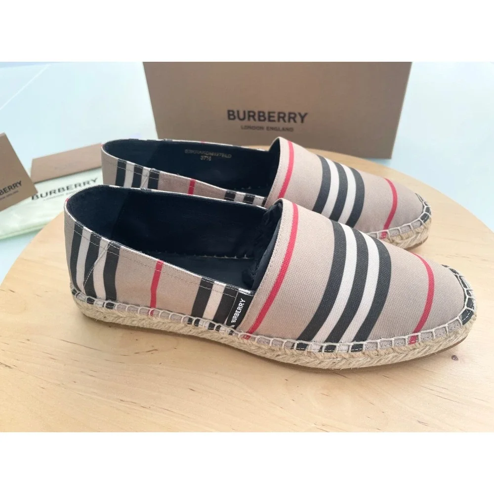 Burberry Alport Vintage Check Canvas Espadrille Women's Slip-on Shoe, Sz 37.5
